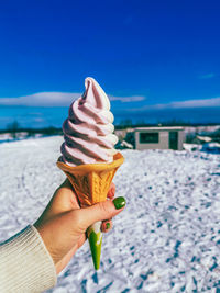 Woman holding ice cream