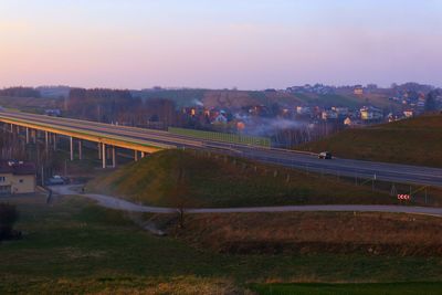 Scenic view of landscape against sky during sunset