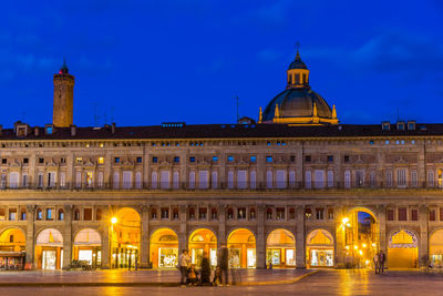 Illuminated building at night