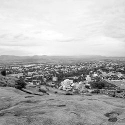 High angle view of townscape against sky