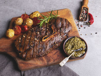 High angle view of food on table