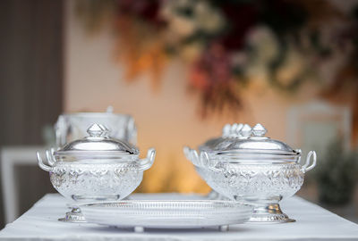 Close-up of tea cup on table