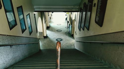 Man standing in corridor of water