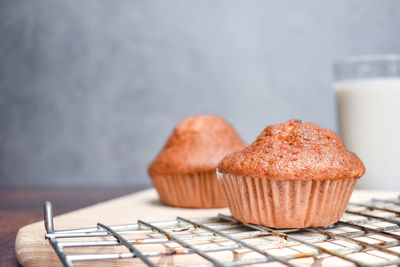 Close-up of cupcakes on table