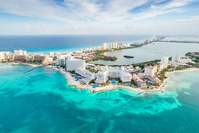 High angle view of sea against sky