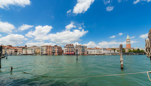 Venice, italy - june 15, 2016 sea view on bacino san marco and grand canal's waterfront