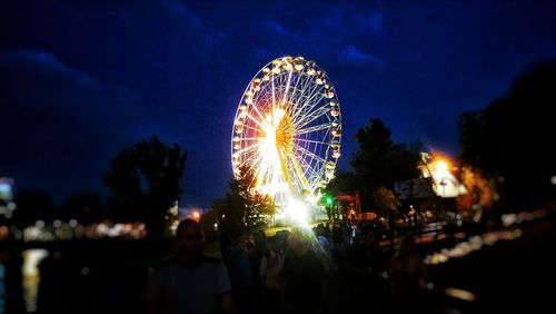 Firework display at night