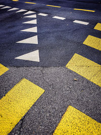 High angle view of marking on road