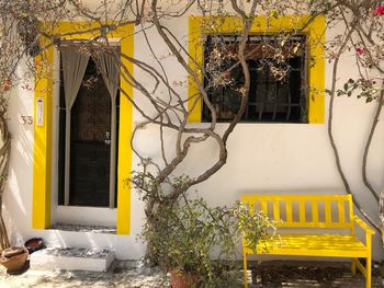 Yellow entrance of building