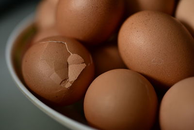Close-up of broken egg in bowl