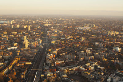 High angle view of buildings in city