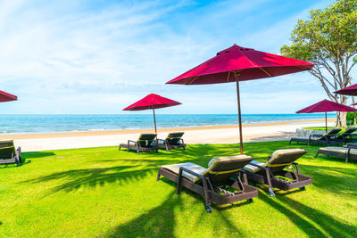 Scenic view of beach against sky