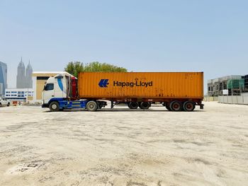 Side view of a bus against clear sky