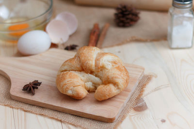 High angle view of breakfast on table