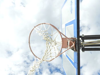 Low angle view of basketball hoop against sky