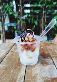 Close-up of ice cream in glass