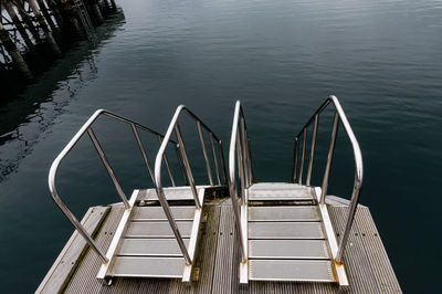 High angle view of pier over lake