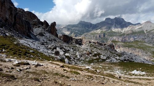 Panoramic view of landscape and mountains against sky