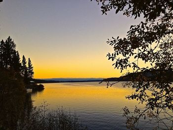 Scenic view of calm sea at sunset