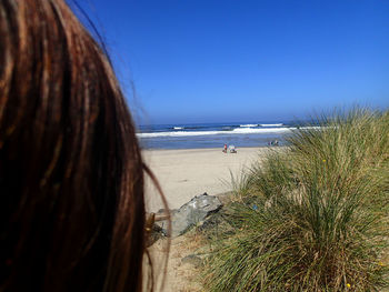 Scenic view of sea against clear sky