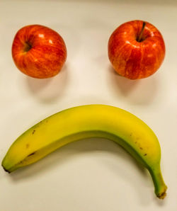 High angle view of fruits on white background