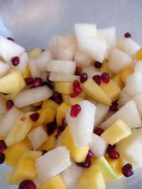 Full frame shot of chopped fruits in bowl