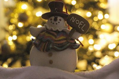 Close-up of illuminated christmas tree at night