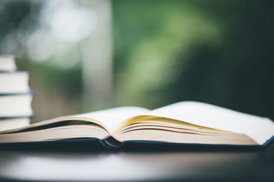 Close-up of book on table