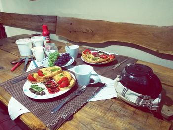 Close-up of breakfast on table