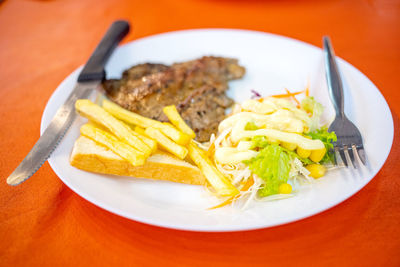 Close-up of meal served in plate