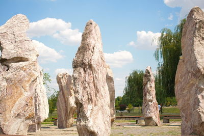 Panoramic view of rock formations against sky