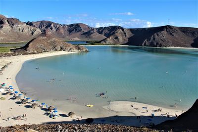 High angle view of beach against sky