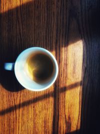 High angle view of coffee on table