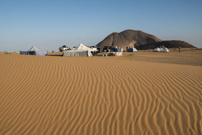 Scenic view of desert against clear sky