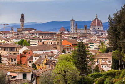 View of the beautiful city of florence from the giardino delle rose in an early spring day