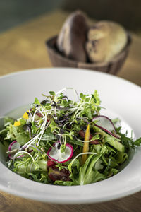 Close-up of food in bowl on table