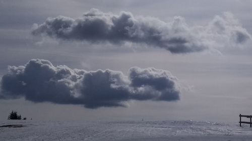 Scenic view of sea against dramatic sky