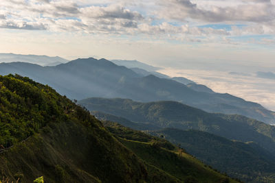 Scenic view of mountains against sky