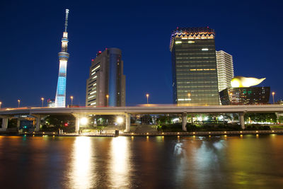 Illuminated city at night