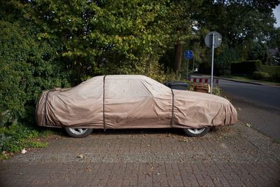 Car parked on street in park