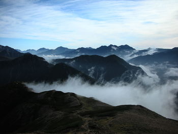 Scenic view of mountains against sky