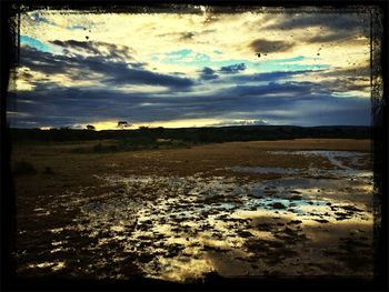 Scenic view of landscape against cloudy sky