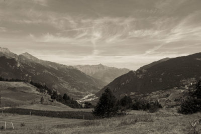 Scenic view of mountains against sky