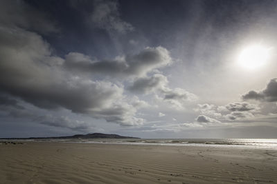 Scenic view of sea against cloudy sky