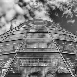 Low angle view of modern building against sky