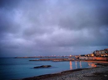 Scenic view of sea against cloudy sky