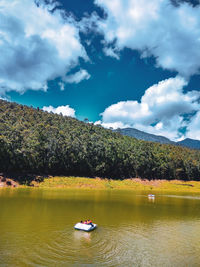 Scenic view of lake against sky