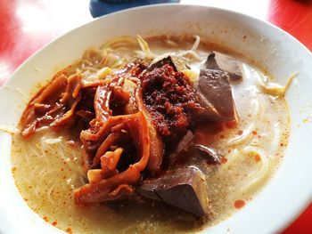 Close-up of served food in bowl