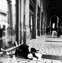 Woman standing in city