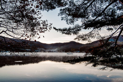 Scenic view of lake against sky